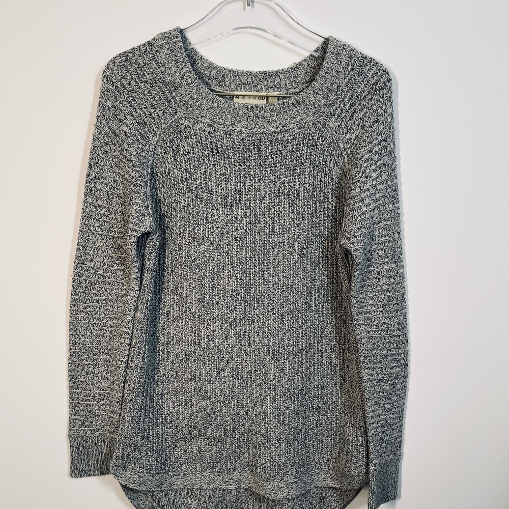 Retrod grey and black long cable knit sweater size M